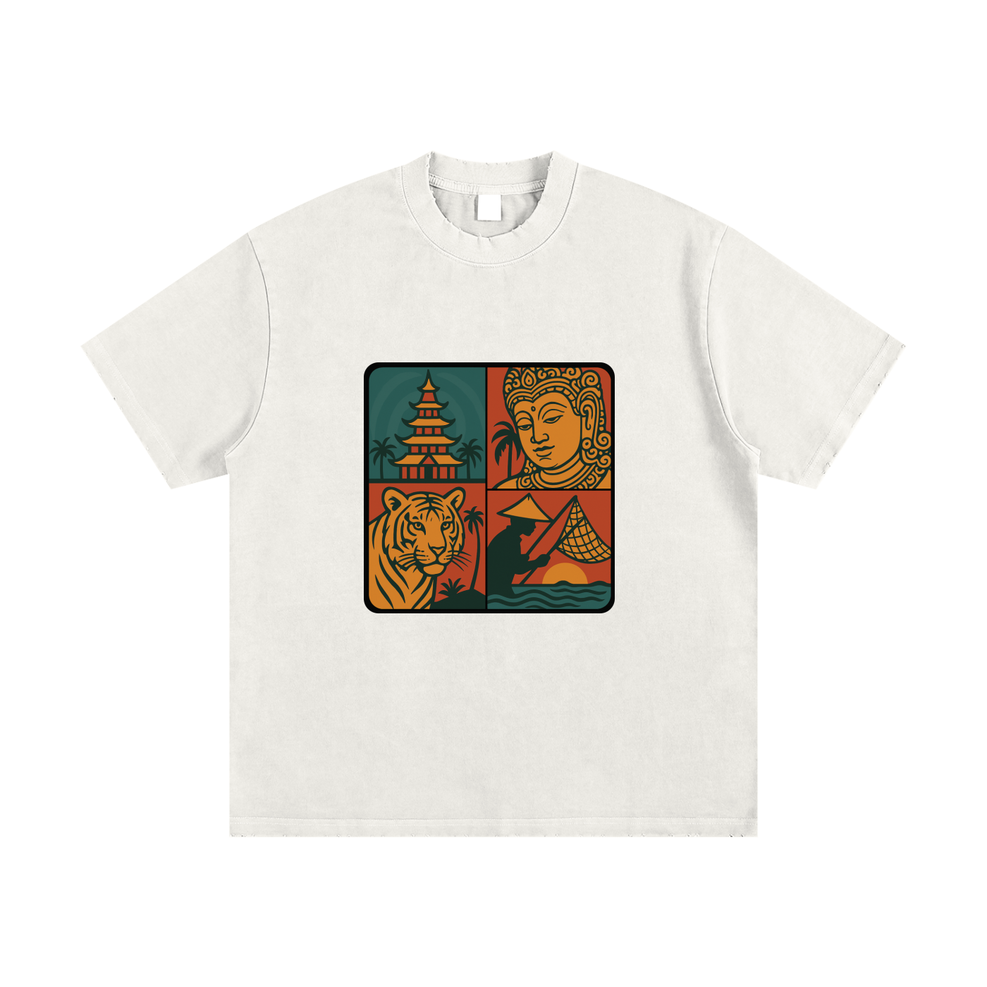 Heavyweight Vintage Washed Frayed T-Shirt