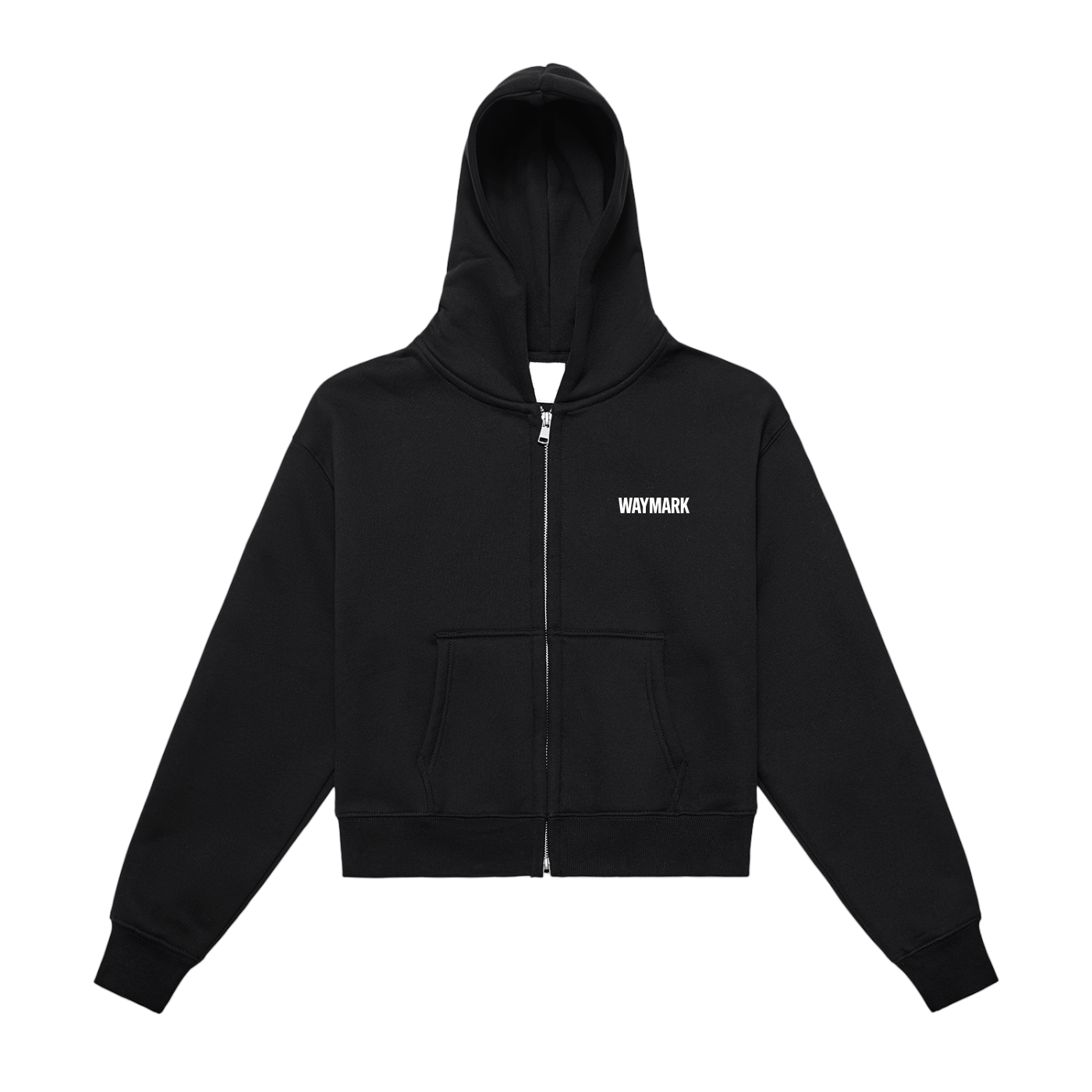 Fleeced Zip-Up Cropped Hoodie