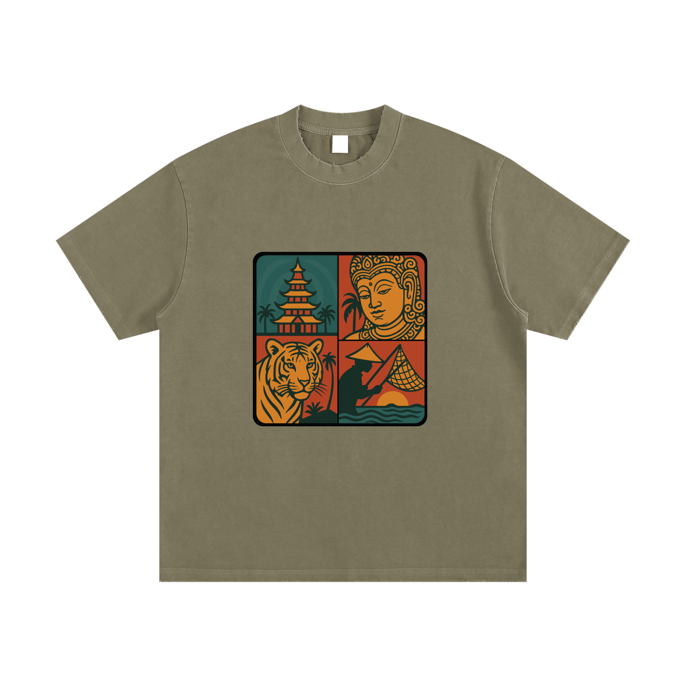 Heavyweight Vintage Washed Frayed T-Shirt